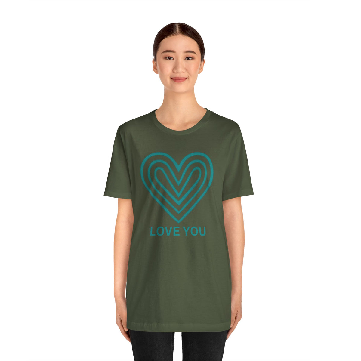 Love You Heart T-Shirt with teal heart logo by Love You Adam
