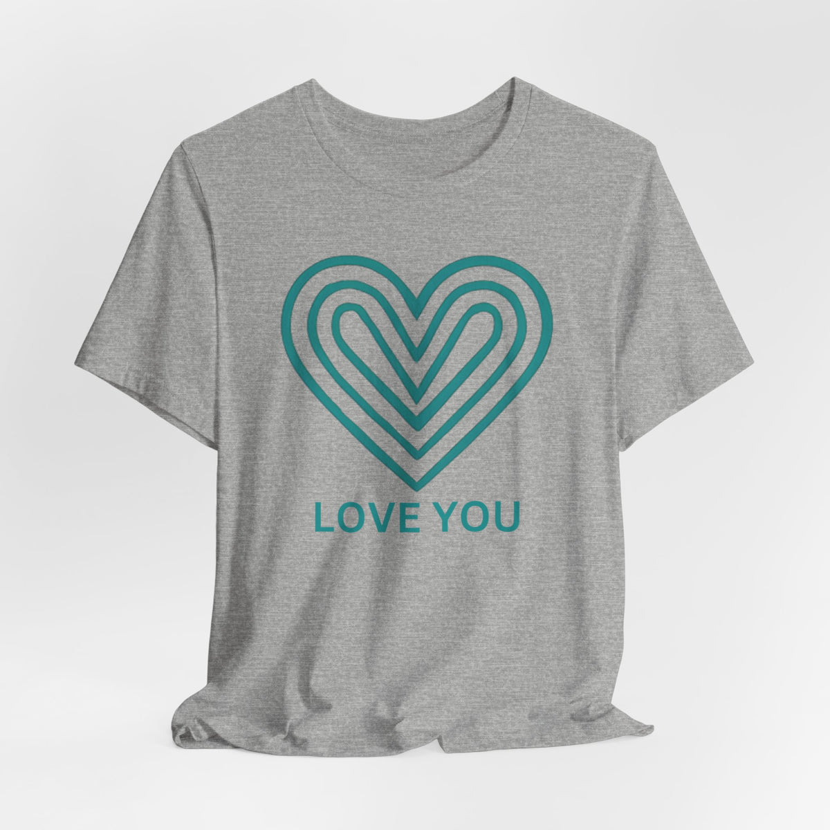 Love You Heart T-Shirt with teal heart logo by Love You Adam