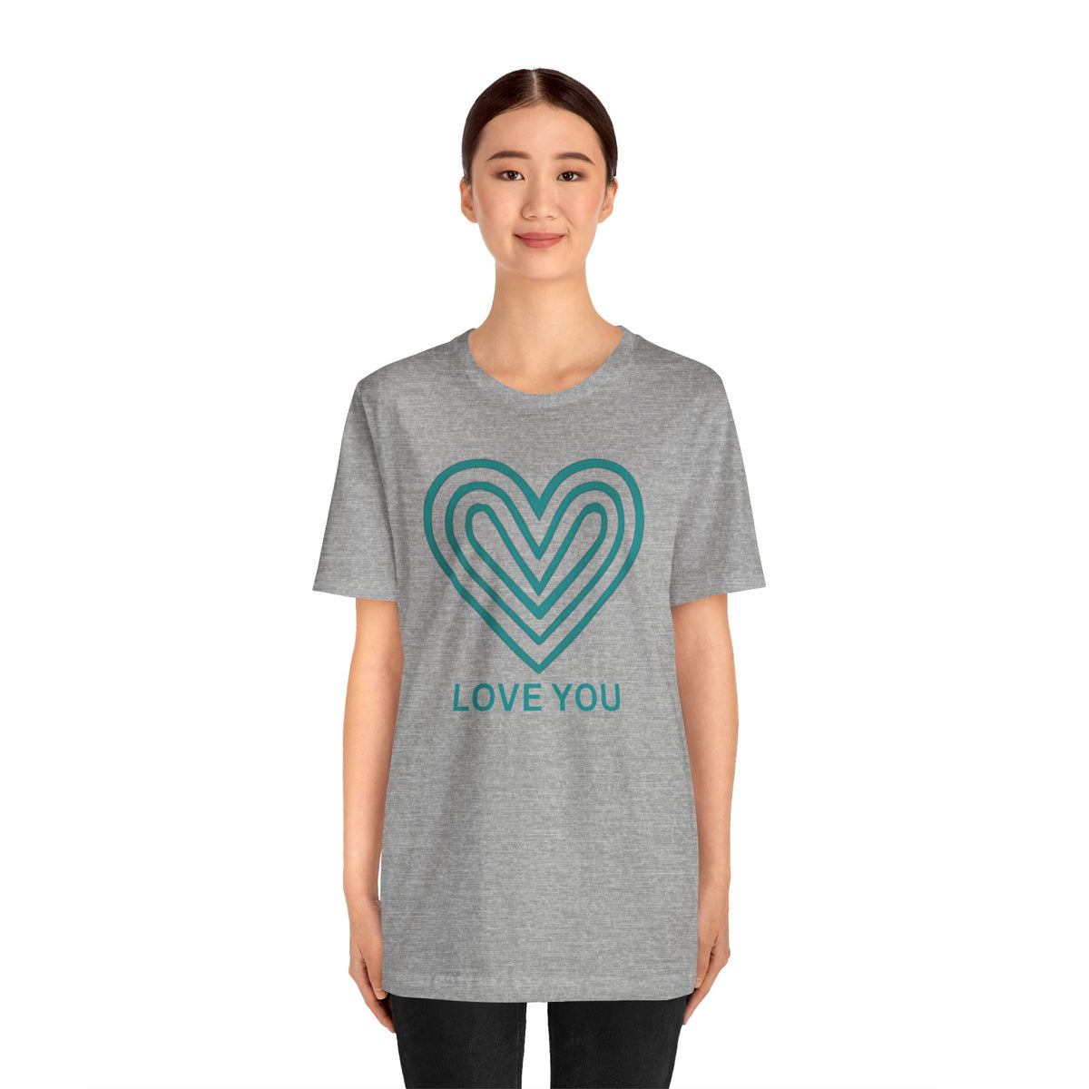 Love You Heart T-Shirt with teal heart logo by Love You Adam