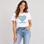 Love You Heart T-Shirt with teal heart logo by Love You Adam