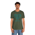 Love You Heart T-Shirt with teal heart logo by Love You Adam
