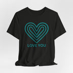 Love You Heart T-Shirt with teal heart logo by Love You Adam