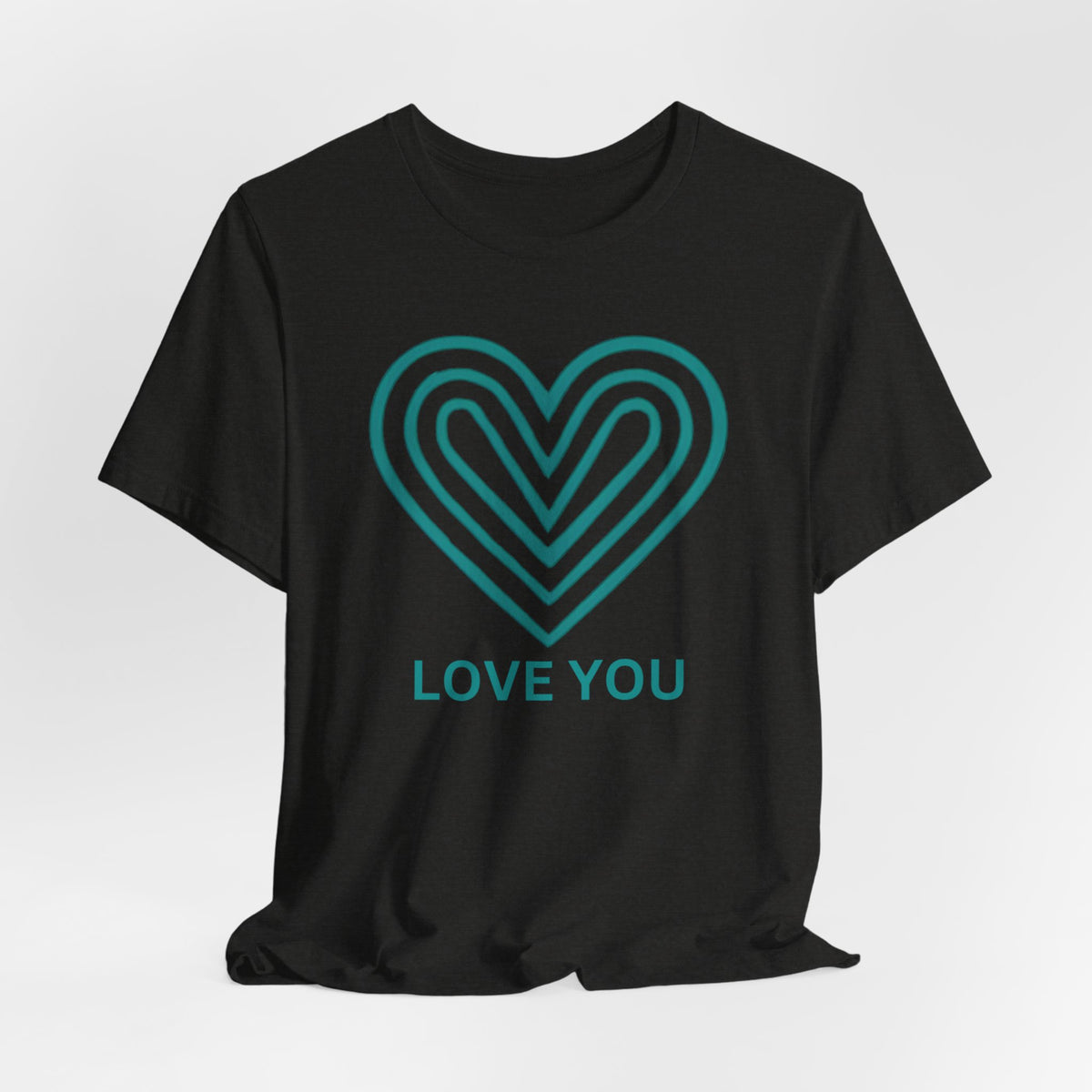 Love You Heart T-Shirt with teal heart logo by Love You Adam