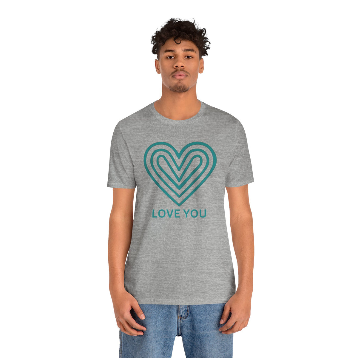 Love You Heart T-Shirt with teal heart logo by Love You Adam